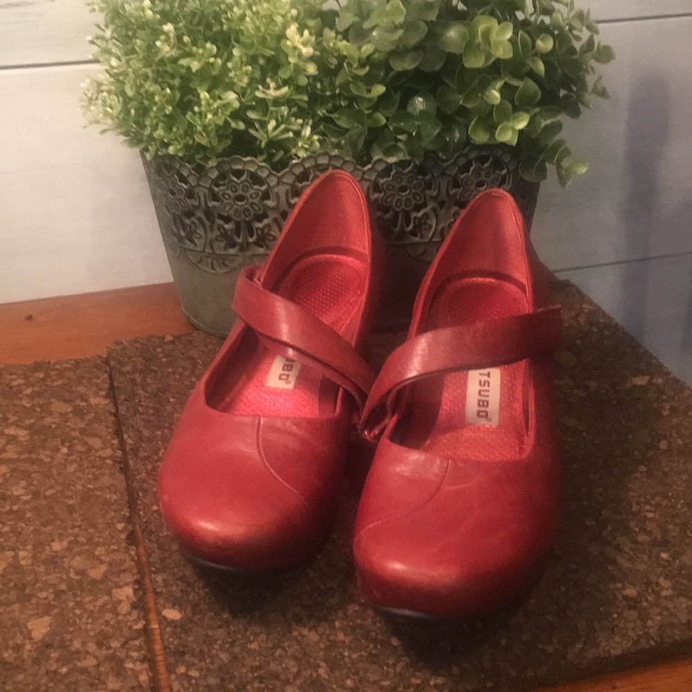 Red wedge Mary Janes